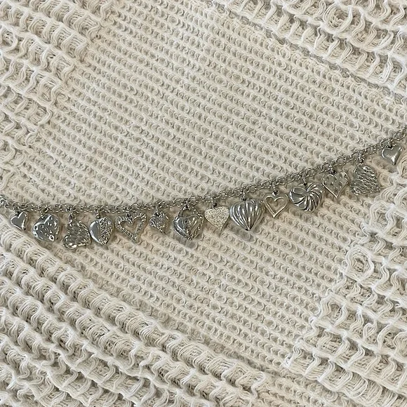 Vintage Jacmel Mauritius JCM Sterling Silver 925 Puffy Heart Charm Bracelet 7.5” - Picture 3 of 5